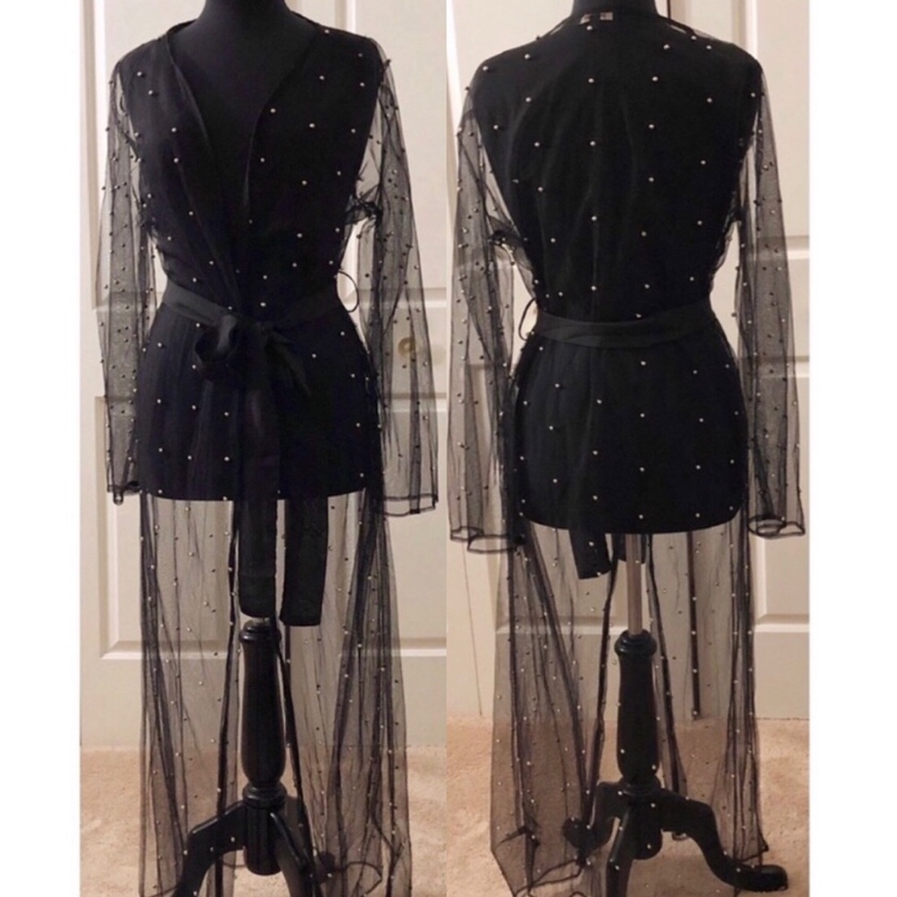 STUDDED SHEER BLACK KIMONO NWOT PLUS SIZE 1X